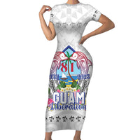 Guam Chamorro Liberation Day Short Sleeve Bodycon Dress 82nd Anniversary LT05 Long Dress White - Polynesian Pride