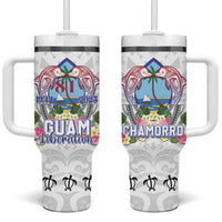 Guam Chamorro Liberation Day Tumbler With Handle 82nd Anniversary LT05 One Size: 40 oz White - Polynesian Pride