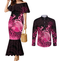 Personalised Cancer Fighter Couples Matching Mermaid Dress and Long Sleeve Button Shirt I Beat Cancer LT05 Pink - Polynesian Pride