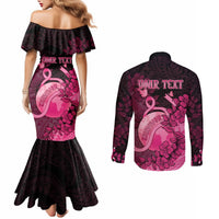 Personalised Cancer Fighter Couples Matching Mermaid Dress and Long Sleeve Button Shirt I Beat Cancer LT05 - Polynesian Pride