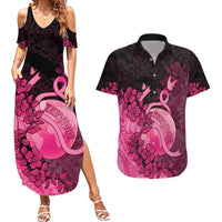 Personalised Cancer Fighter Couples Matching Summer Maxi Dress and Hawaiian Shirt I Beat Cancer LT05 Pink - Polynesian Pride