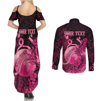 Personalised Cancer Fighter Couples Matching Summer Maxi Dress and Long Sleeve Button Shirt I Beat Cancer