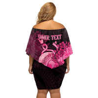 Personalised Cancer Fighter Off Shoulder Short Dress I Beat Cancer LT05 - Polynesian Pride