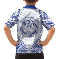 Northern Mariana Islands Liberation Day Family Matching Off Shoulder Short Dress and Hawaiian Shirt 79th Anniversary
