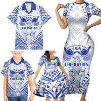 Northern Mariana Islands Liberation Day Family Matching Short Sleeve Bodycon Dress and Hawaiian Shirt 79th Anniversary