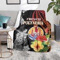 French Polynesia Bastille Day Blanket Tropical Turtle Hibiscus Polynesian Pattern