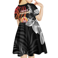 French Polynesia Bastille Day Kid Short Sleeve Dress Tropical Turtle Hibiscus Polynesian Pattern