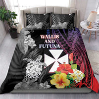 Wallis and Futuna Bastille Day Bedding Set Tropical Turtle Hibiscus Polynesian Pattern