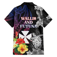 Wallis and Futuna Bastille Day Family Matching Off Shoulder Short Dress and Hawaiian Shirt Tropical Turtle Hibiscus Polynesian Pattern