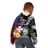 Wallis and Futuna Bastille Day Kid Hoodie Tropical Turtle Hibiscus Polynesian Pattern