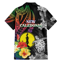 New Caledonia Bastille Day Family Matching Off Shoulder Maxi Dress and Hawaiian Shirt Tropical Turtle Hibiscus Polynesian Pattern