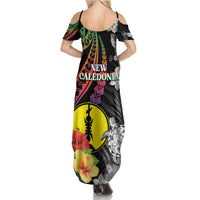 New Caledonia Bastille Day Summer Maxi Dress Tropical Turtle Hibiscus Polynesian Pattern