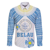 Personalised Palau Constitution Day Family Matching Short Sleeve Bodycon Dress and Hawaiian Shirt Polynesian Turtle