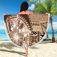 Samoa Siapo Elegant Beach Blanket Hibiscus Chocolate Brown Motifs - Polynesian Pride