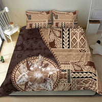Samoa Siapo Elegant Bedding Set Hibiscus Chocolate Brown Motifs - Polynesian Pride