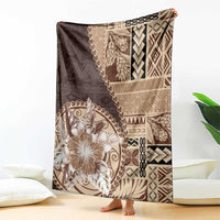 Samoa Siapo Elegant Blanket Hibiscus Chocolate Brown Motifs - Polynesian Pride