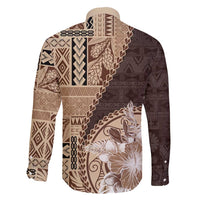 Samoa Siapo Elegant Family Matching Summer Maxi Dress and Hawaiian Shirt Hibiscus Chocolate Brown Motifs - Polynesian Pride