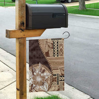 Samoa Siapo Elegant Garden Flag Hibiscus Chocolate Brown Motifs - Polynesian Pride