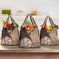 Samoa Siapo Elegant Grocery Bag Hibiscus Chocolate Brown Motifs - Polynesian Pride