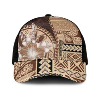 Samoa Siapo Elegant Mesh Trucker Cap Hibiscus Chocolate Brown Motifs - Polynesian Pride