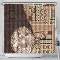 Samoa Siapo Elegant Shower Curtain Hibiscus Chocolate Brown Motifs - Polynesian Pride