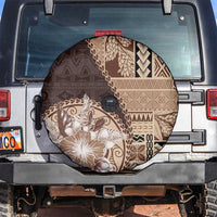 Samoa Siapo Elegant Spare Tire Cover Hibiscus Chocolate Brown Motifs - Polynesian Pride