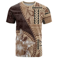 Samoa Siapo Elegant T Shirt Hibiscus Chocolate Brown Motifs - Polynesian Pride