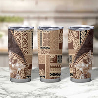 Samoa Siapo Elegant Tumbler Cup Hibiscus Chocolate Brown Motifs - Polynesian Pride