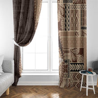 Samoa Siapo Elegant Window Curtain Hibiscus Chocolate Brown Motifs - Polynesian Pride