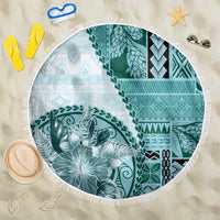 Samoa Siapo Elegant Beach Blanket Hibiscus Teal Motifs - Polynesian Pride