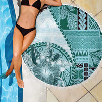 Samoa Siapo Elegant Beach Blanket Hibiscus Teal Motifs - Polynesian Pride