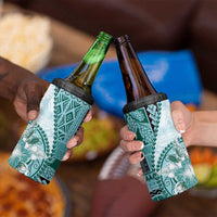 Samoa Siapo Elegant 4 in 1 Can Cooler Tumbler Hibiscus Teal Motifs - Polynesian Pride