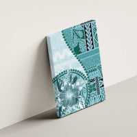 Samoa Siapo Elegant Canvas Wall Art Hibiscus Teal Motifs - Polynesian Pride