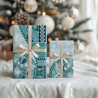 Samoa Siapo Elegant Wrapping Paper Hibiscus Teal Motifs - Polynesian Pride