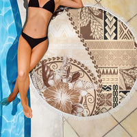 Samoa Siapo Elegant Beach Blanket Hibiscus Beige Motifs - Polynesian Pride