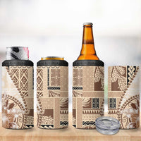 Samoa Siapo Elegant 4 in 1 Can Cooler Tumbler Hibiscus Beige Motifs - Polynesian Pride