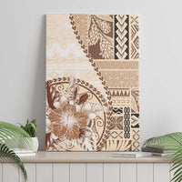 Samoa Siapo Elegant Canvas Wall Art Hibiscus Beige Motifs - Polynesian Pride