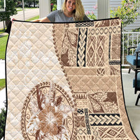 Samoa Siapo Elegant Quilt Hibiscus Beige Motifs - Polynesian Pride