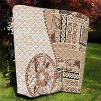 Samoa Siapo Elegant Quilt Hibiscus Beige Motifs - Polynesian Pride