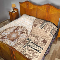 Samoa Siapo Elegant Quilt Hibiscus Beige Motifs - Polynesian Pride
