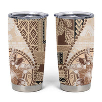 Samoa Siapo Elegant Tumbler Cup Hibiscus Beige Motifs - Polynesian Pride