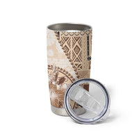 Samoa Siapo Elegant Tumbler Cup Hibiscus Beige Motifs - Polynesian Pride