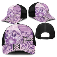 Samoa Siapo Elegant Baseball Net Cap Hibiscus Violet Motifs - Polynesian Pride