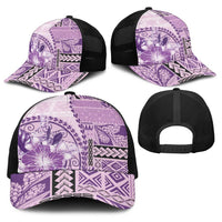 Samoa Siapo Elegant Baseball Net Cap Hibiscus Violet Motifs - Polynesian Pride