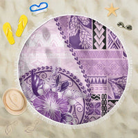 Samoa Siapo Elegant Beach Blanket Hibiscus Violet Motifs - Polynesian Pride