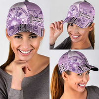 Samoa Siapo Elegant Classic Cap Hibiscus Violet Motifs - Polynesian Pride