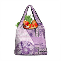 Samoa Siapo Elegant Grocery Bag Hibiscus Violet Motifs - Polynesian Pride