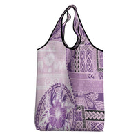 Samoa Siapo Elegant Grocery Bag Hibiscus Violet Motifs - Polynesian Pride