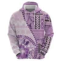 Samoa Siapo Elegant Hoodie Hibiscus Violet Motifs - Polynesian Pride