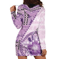 Samoa Siapo Elegant Hoodie Dress Hibiscus Violet Motifs - Polynesian Pride